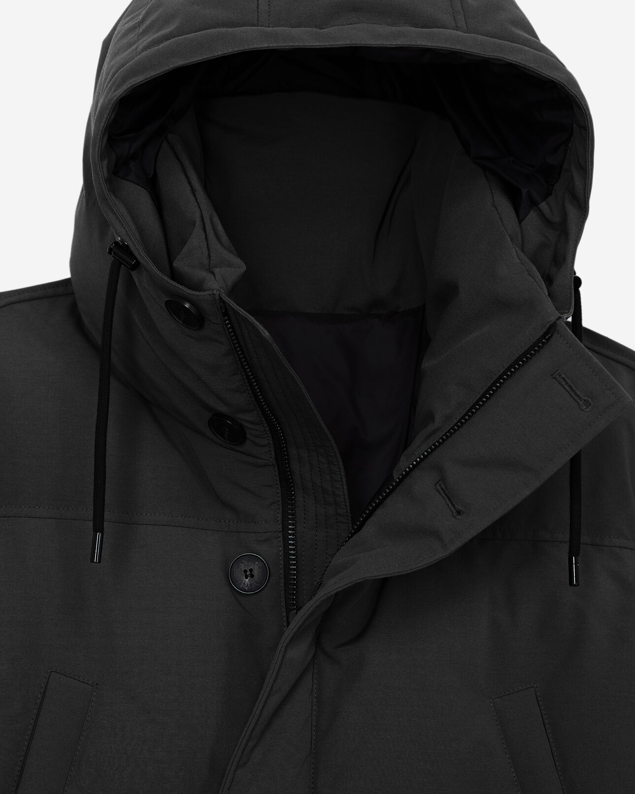 The Kooples HOMME BLACK parka coton noire matelassée détail cuir