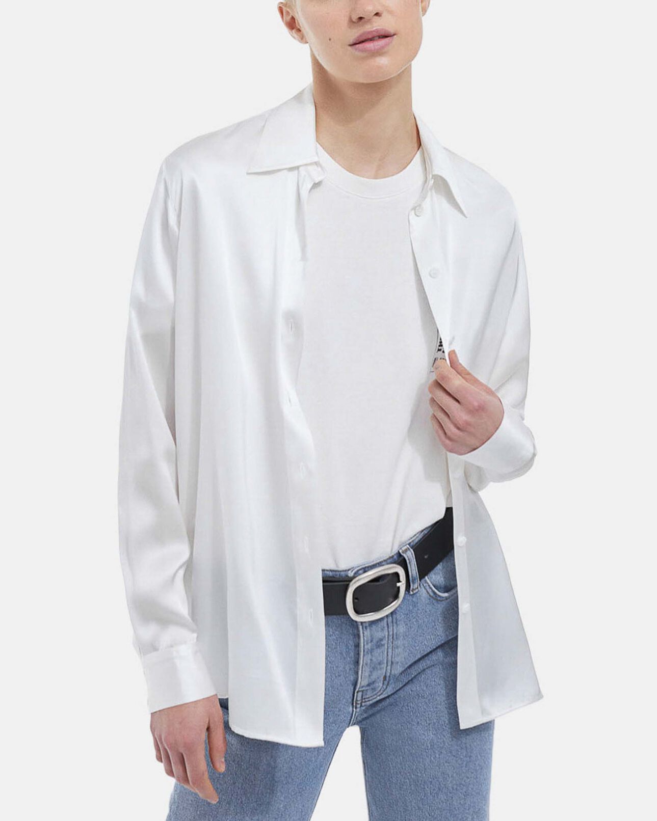 The Kooples WOMEN WHITE loose white shirt with large cuffs
