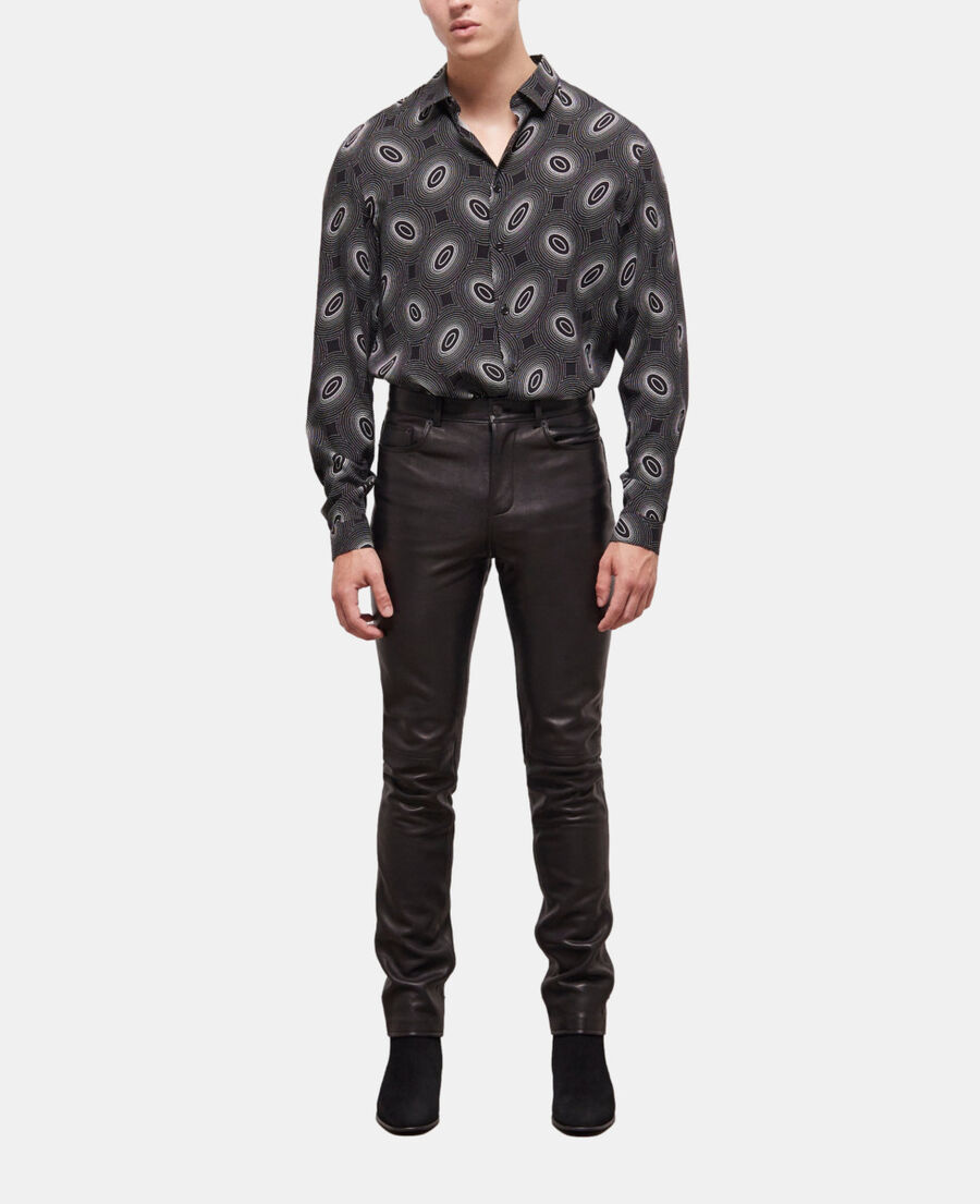 The Kooples MEN BLACK black leather slim-fit pants