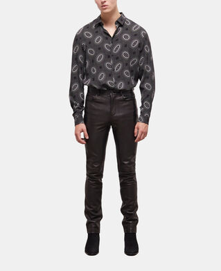 The Kooples MEN BLACK black leather slim-fit pants