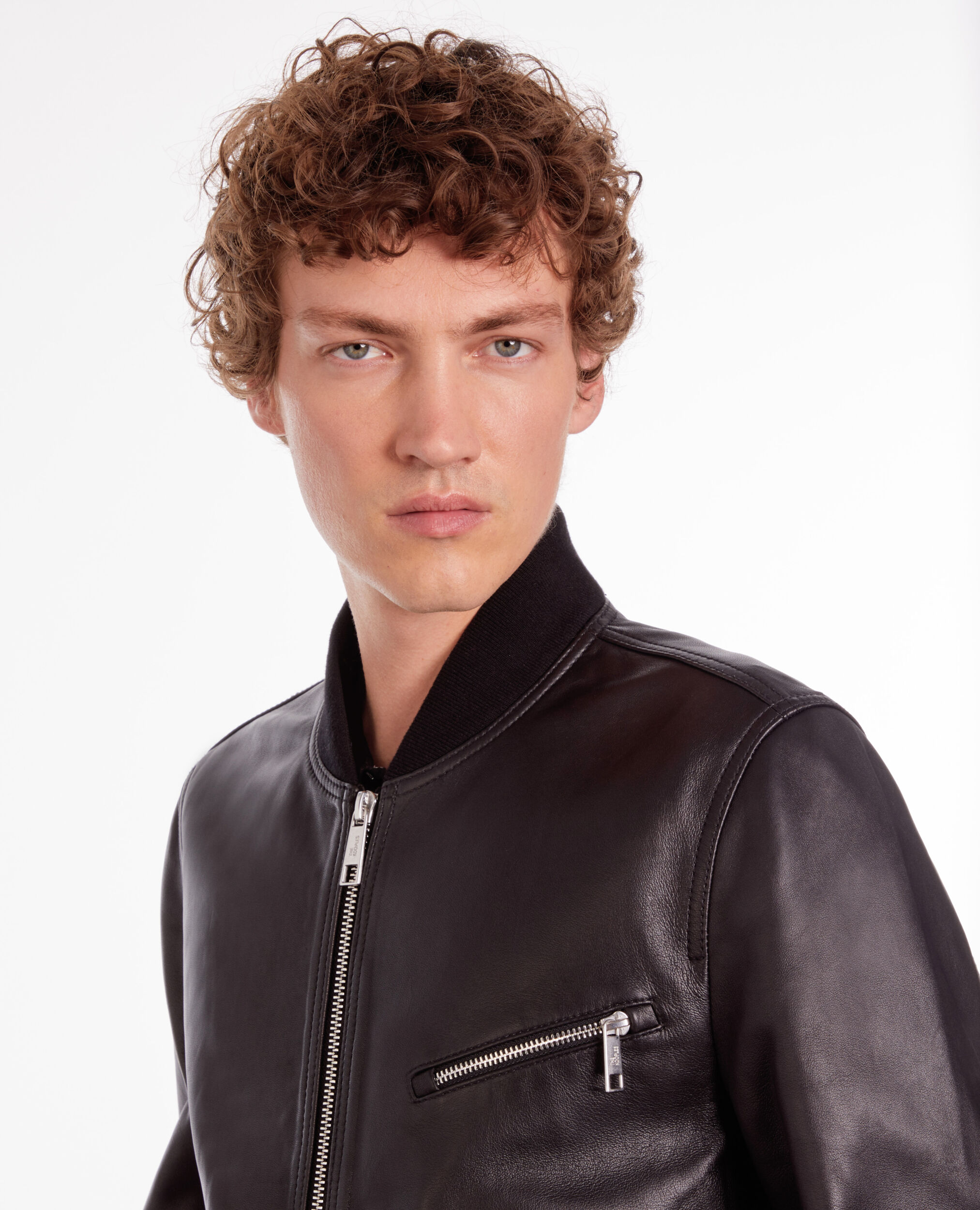 Black leather Teddy jacket