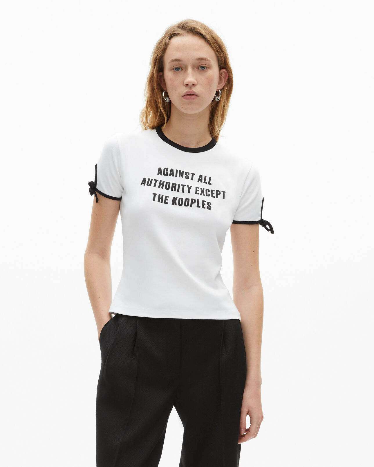 The Kooples WOMEN WHITE t-shirt with white screen print