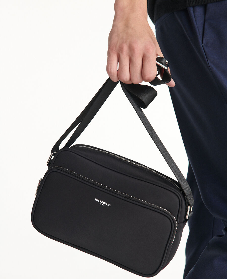 black nylon shoulder bag with logo