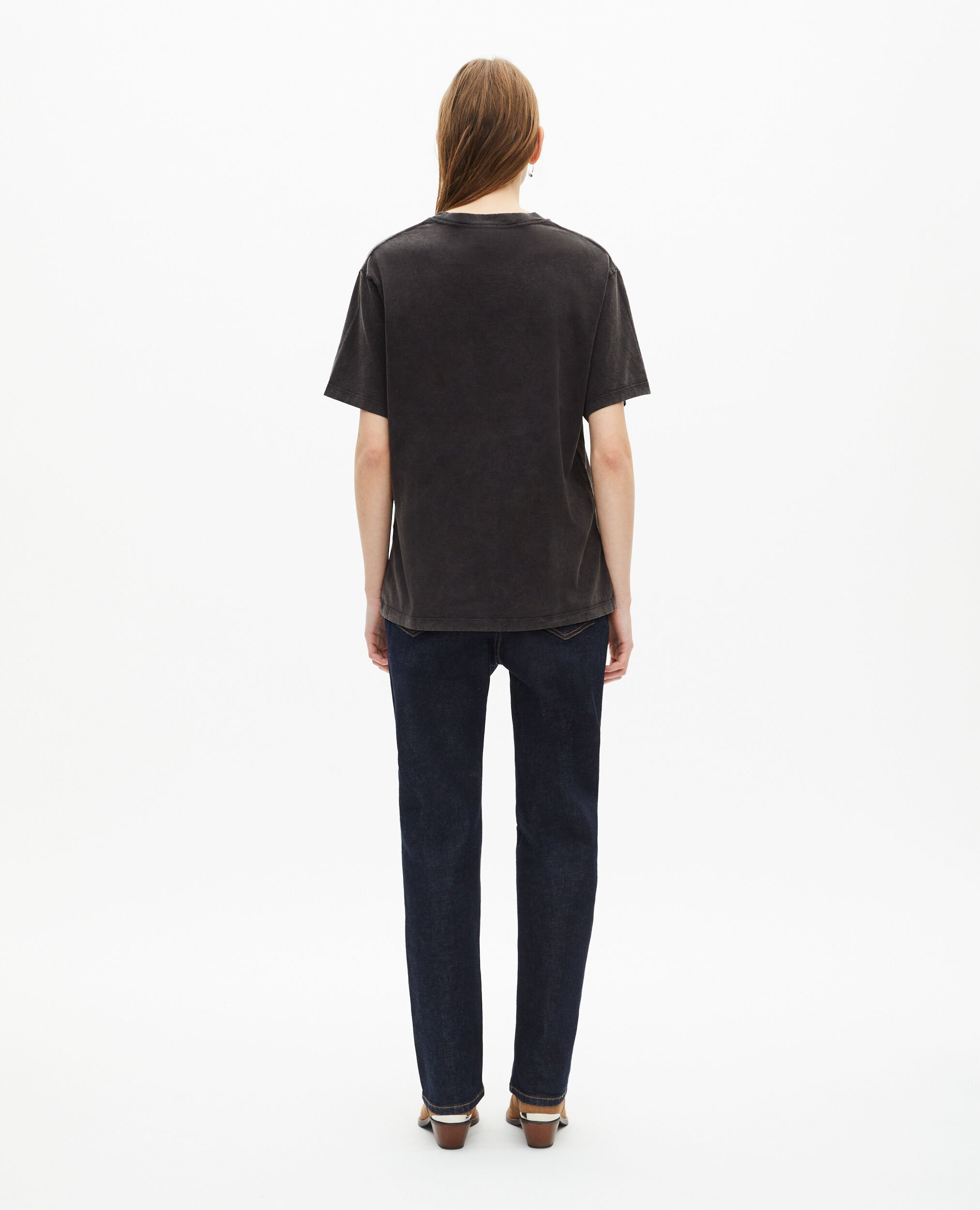 T-shirt with faded black screen print, BLACK WASHED, hi-res image number null