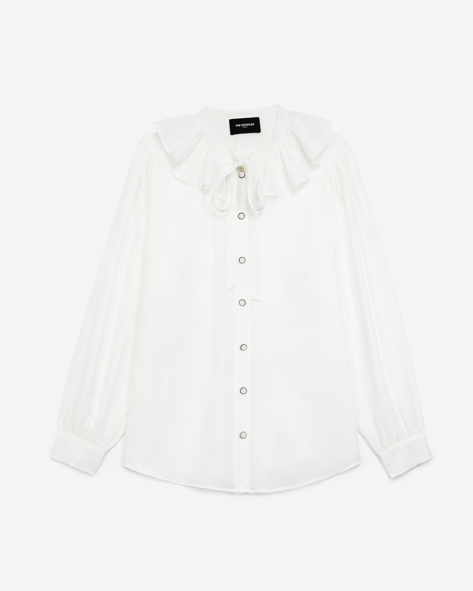 Ecru silk shirt with Peter Pan collar, ECRU, hi-res image number null