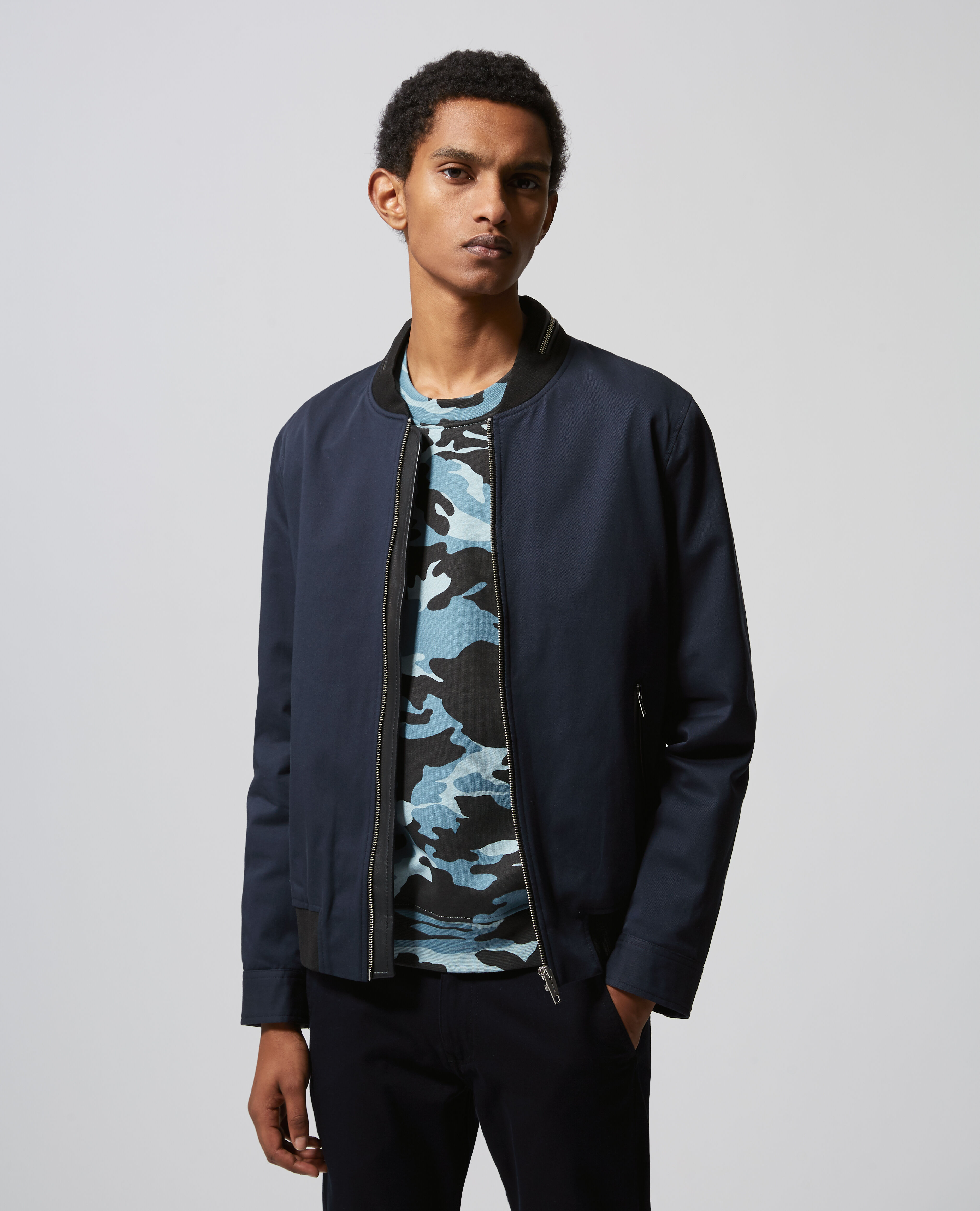 Navy blue cotton jacket top