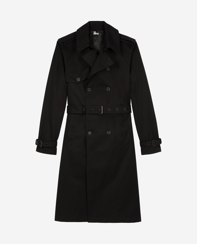 The Kooples HOMME BLACK trench coupe droite en coton noir