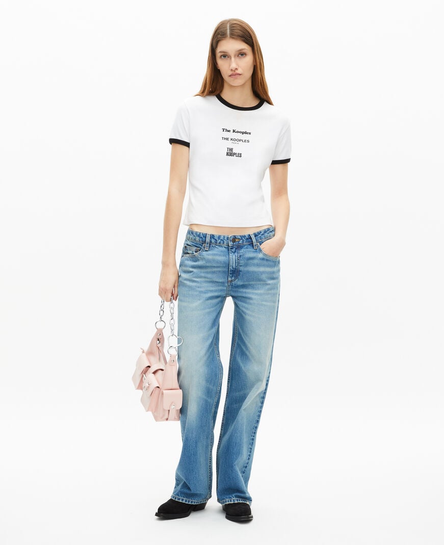 The Kooples DAMEN WHITE weißes t-shirt mit locations-siebdruck