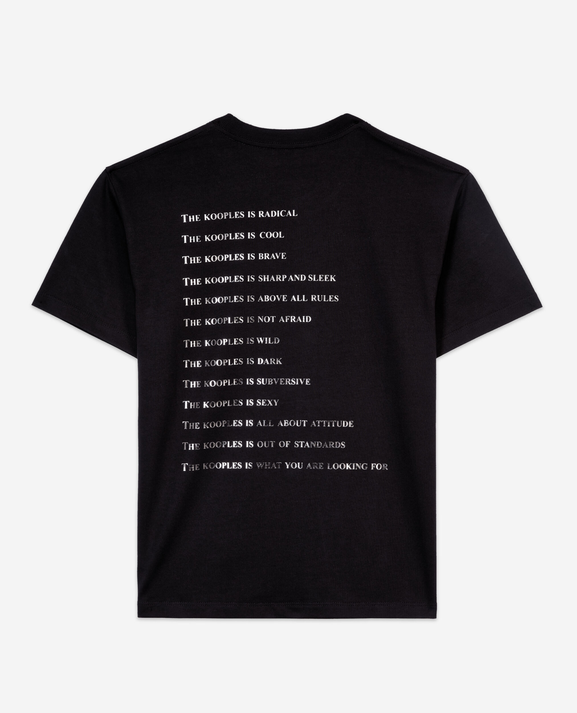 Schwarzes T-Shirt „What is“ mit Strassbesatz, BLACK, hi-res image number null