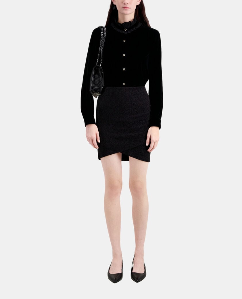 The Kooples FEMME BLACK jupe courte noire effet pailleté