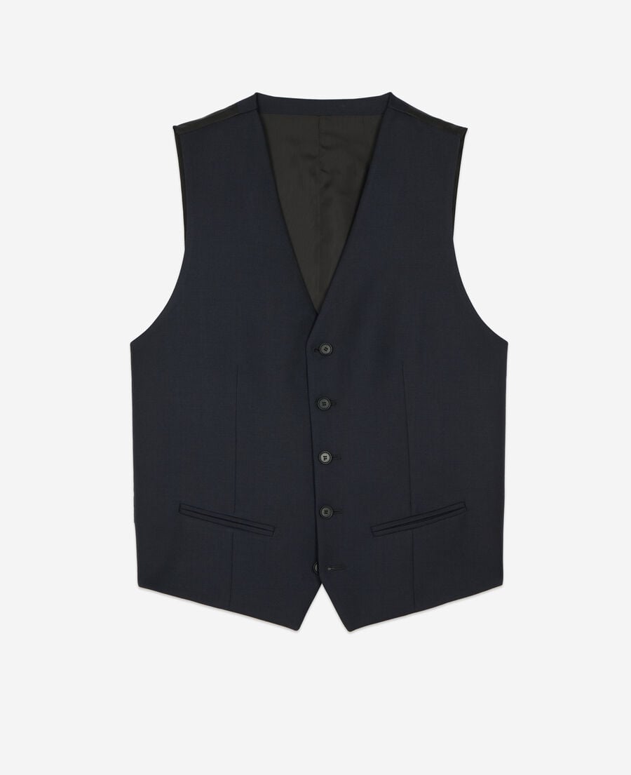 The Kooples MEN DARK NAVY navy wool button-down suit vest