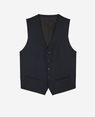 The Kooples MEN DARK NAVY navy wool button-down suit vest
