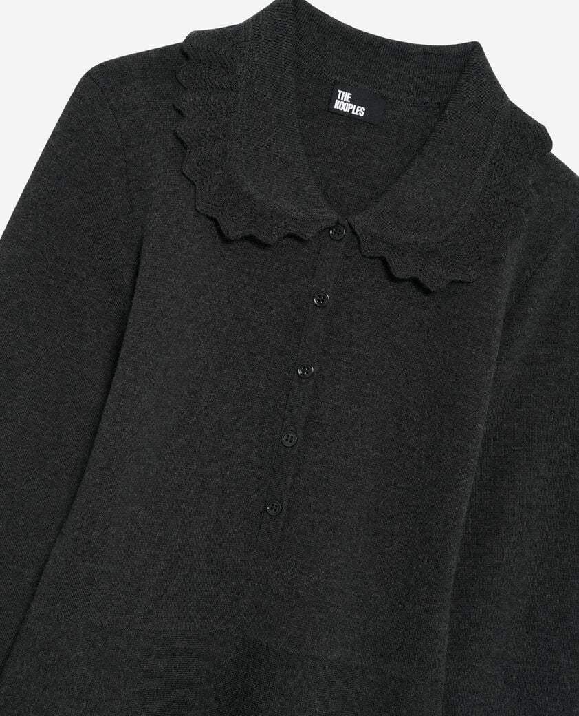 The Kooples DAMEN BLACK kurzes kleid aus schwarzem strick