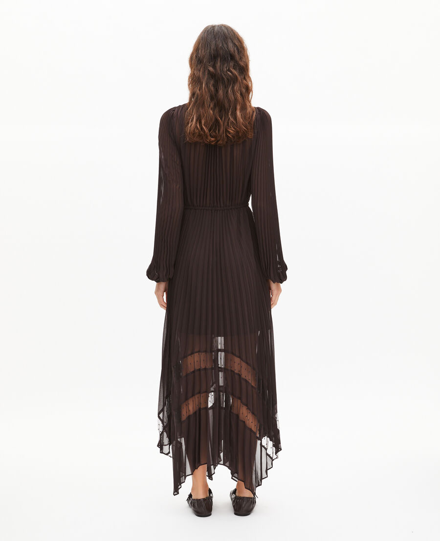 The Kooples F CAFE brown pleated maxi dress