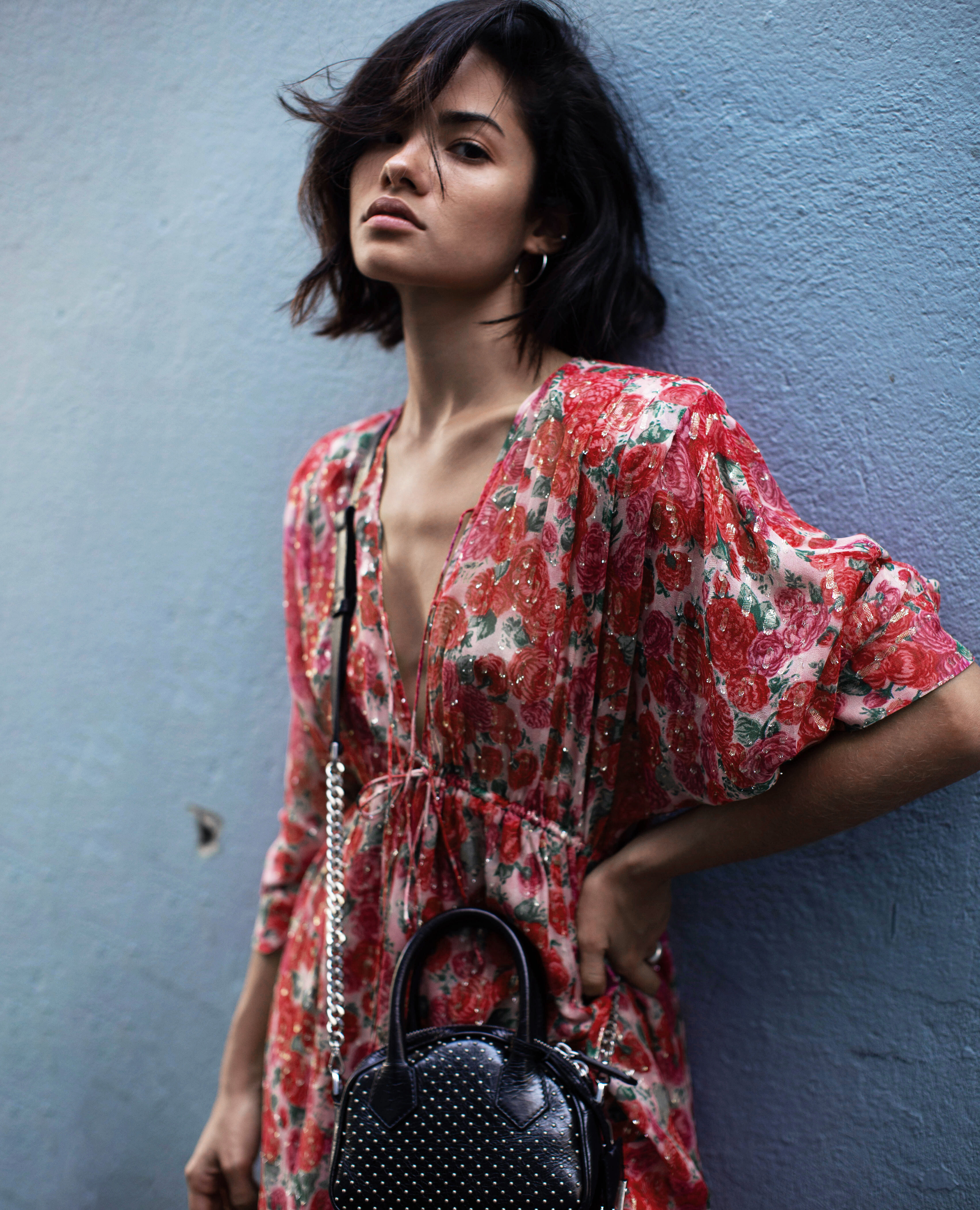 Robe a fleurs courte en soie The Kooples Femme