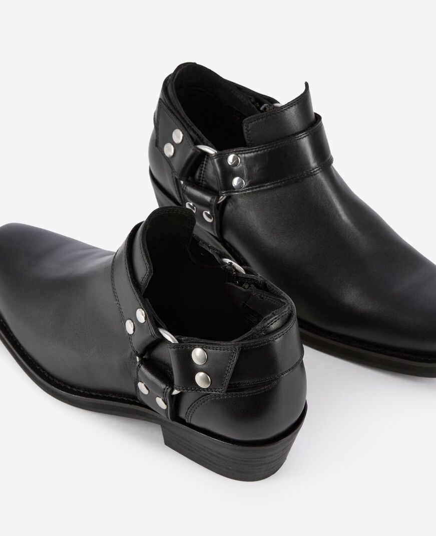 The Kooples WOMEN BLACK low ankle boots with black leather straps