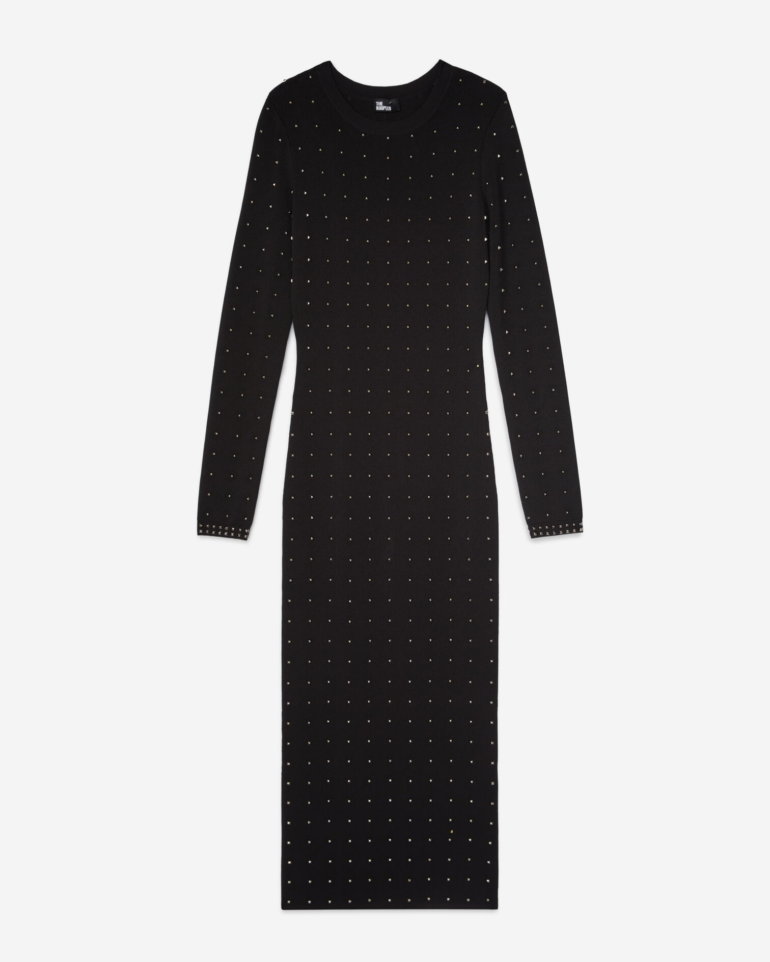 Long black dress with spikes, BLACK, hi-res image number null