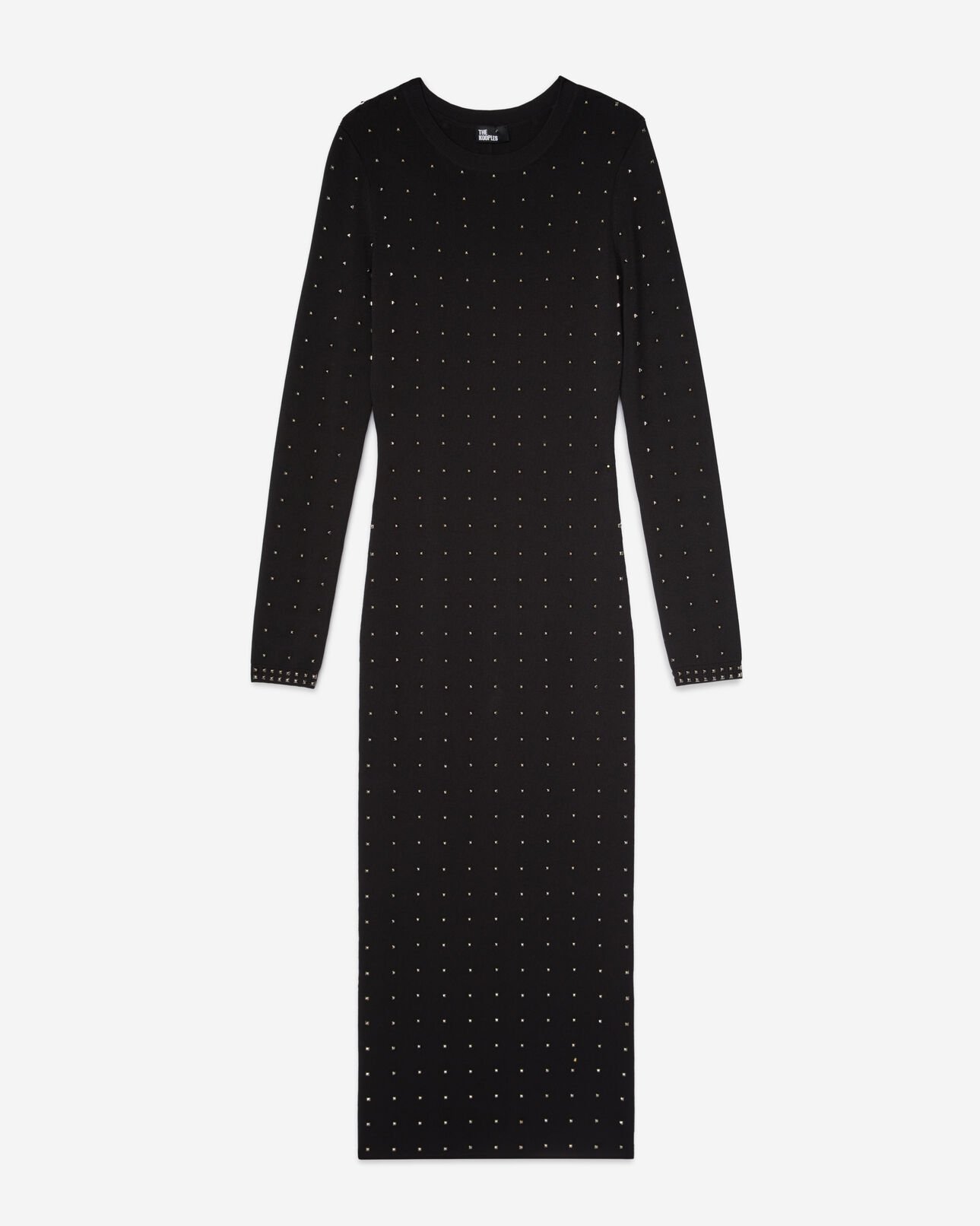 The Kooples DAMEN BLACK langes, schwarzes kleid mit nieten