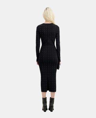 The Kooples FEMME BLACK robe longue avec spikes noire