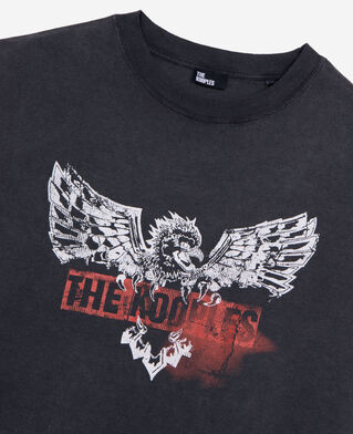 The Kooples MEN BLACK WASHED black screen-printed t-shirt