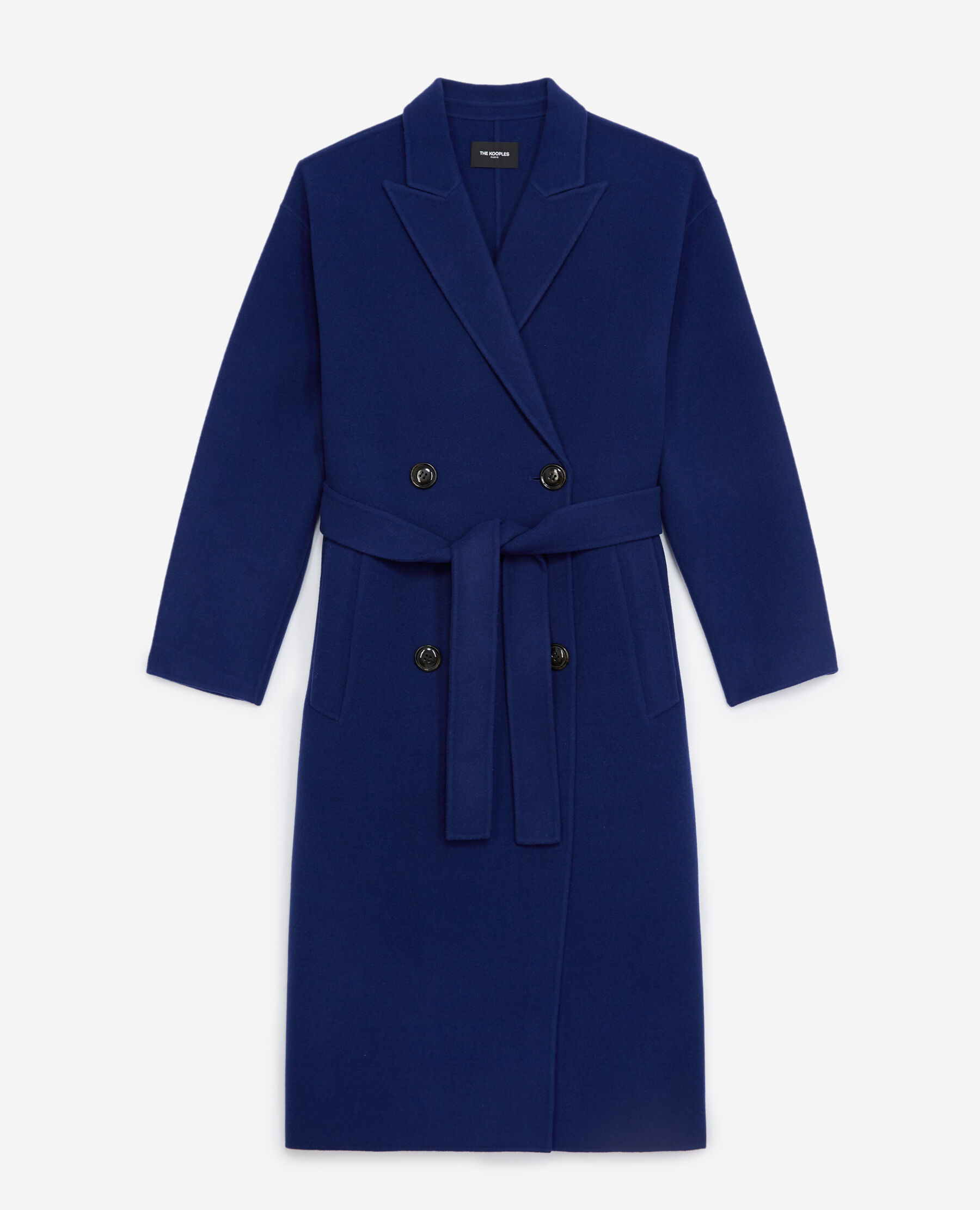 Oversized double faced blue wool coat