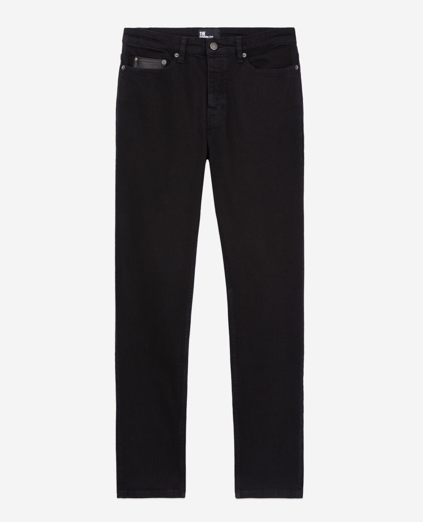The Kooples HERREN BLACK schwarze slim-jeans mit tasche aus leder