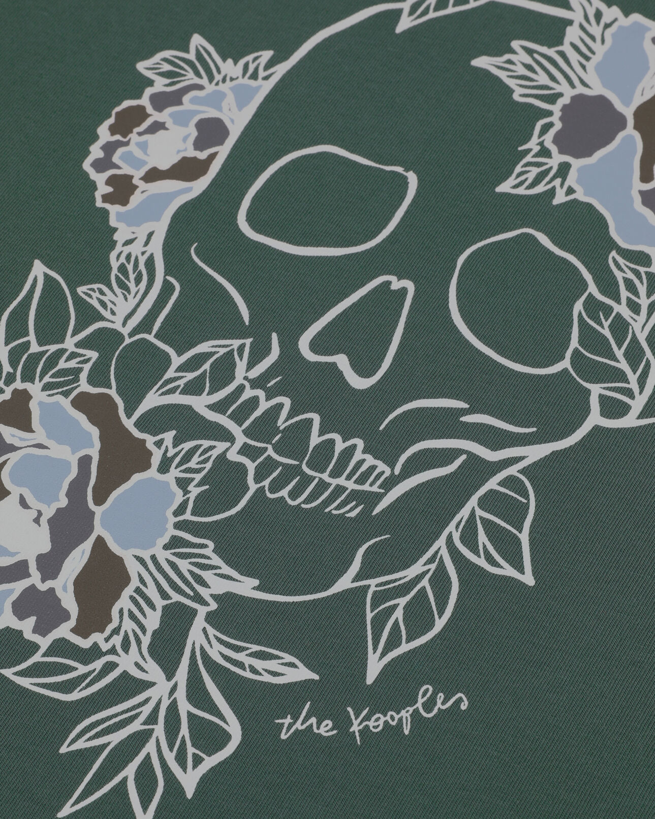 The Kooples MEN FOREST men's green t-shirt with flower skull serigraphy