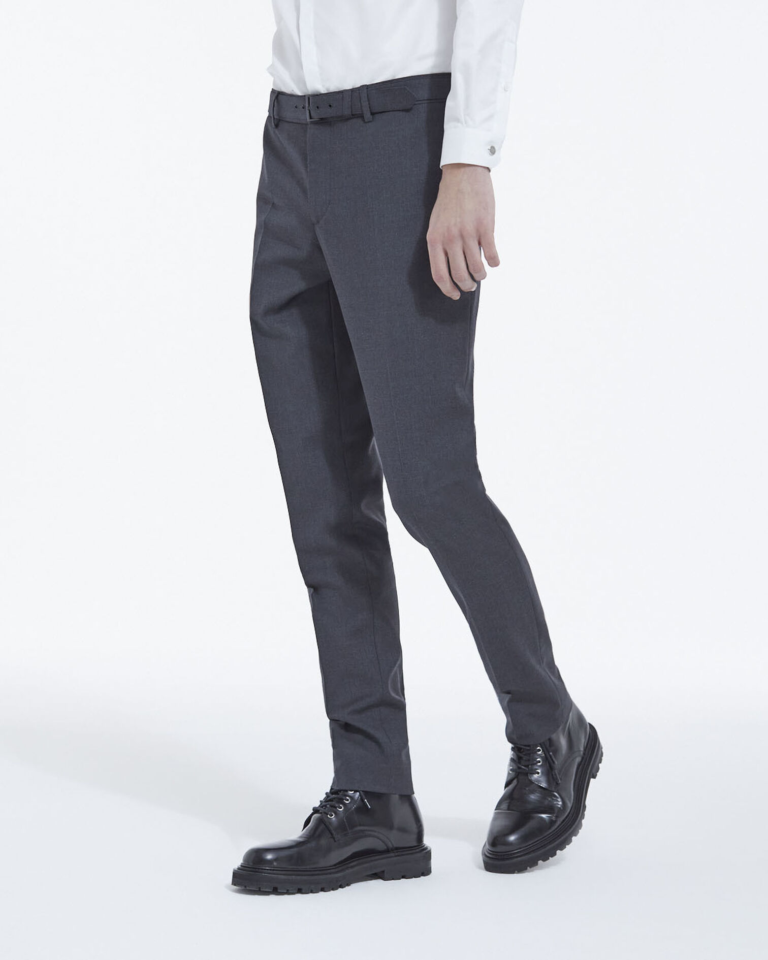 Grey wool fitted suit trousers, DARK GREY, hi-res image number null