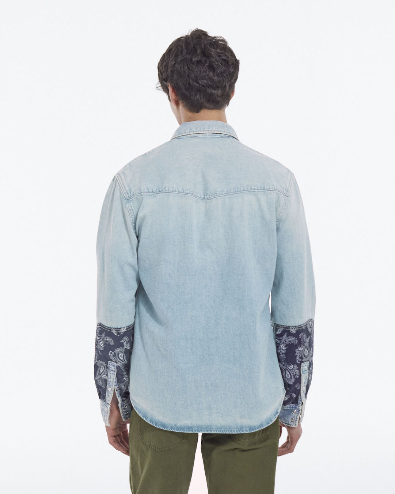The Kooples HOMME BLUE WASHED chemise western en denim