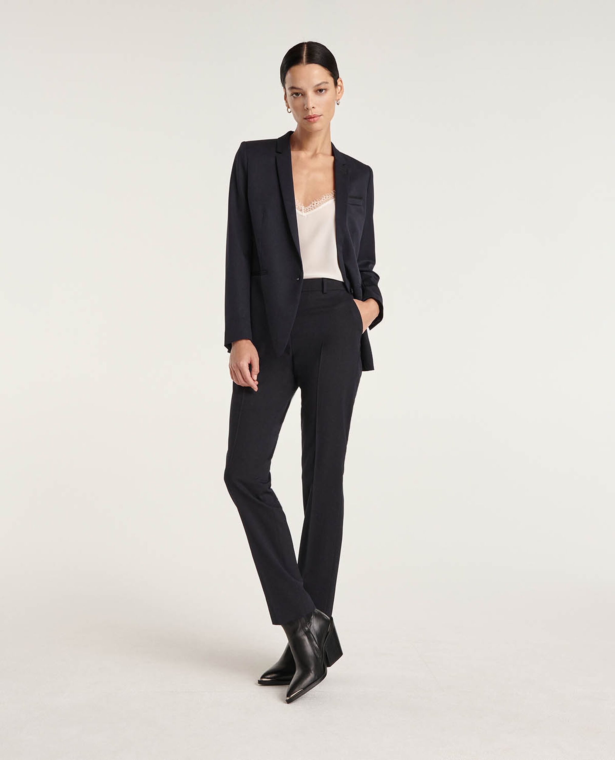 Navy Blue Pantsuit with Navy Blue Shirt