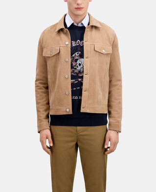 The Kooples HOMME BEIGE blouson en cuir suède beige