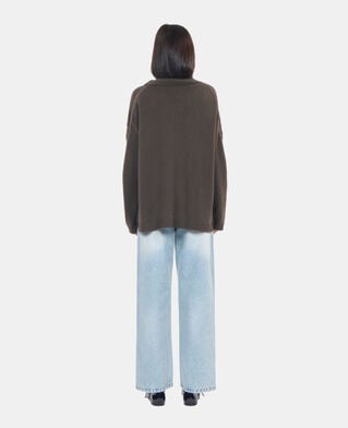 The Kooples DAMEN KAKI khakifarbener pullover aus kaschmir