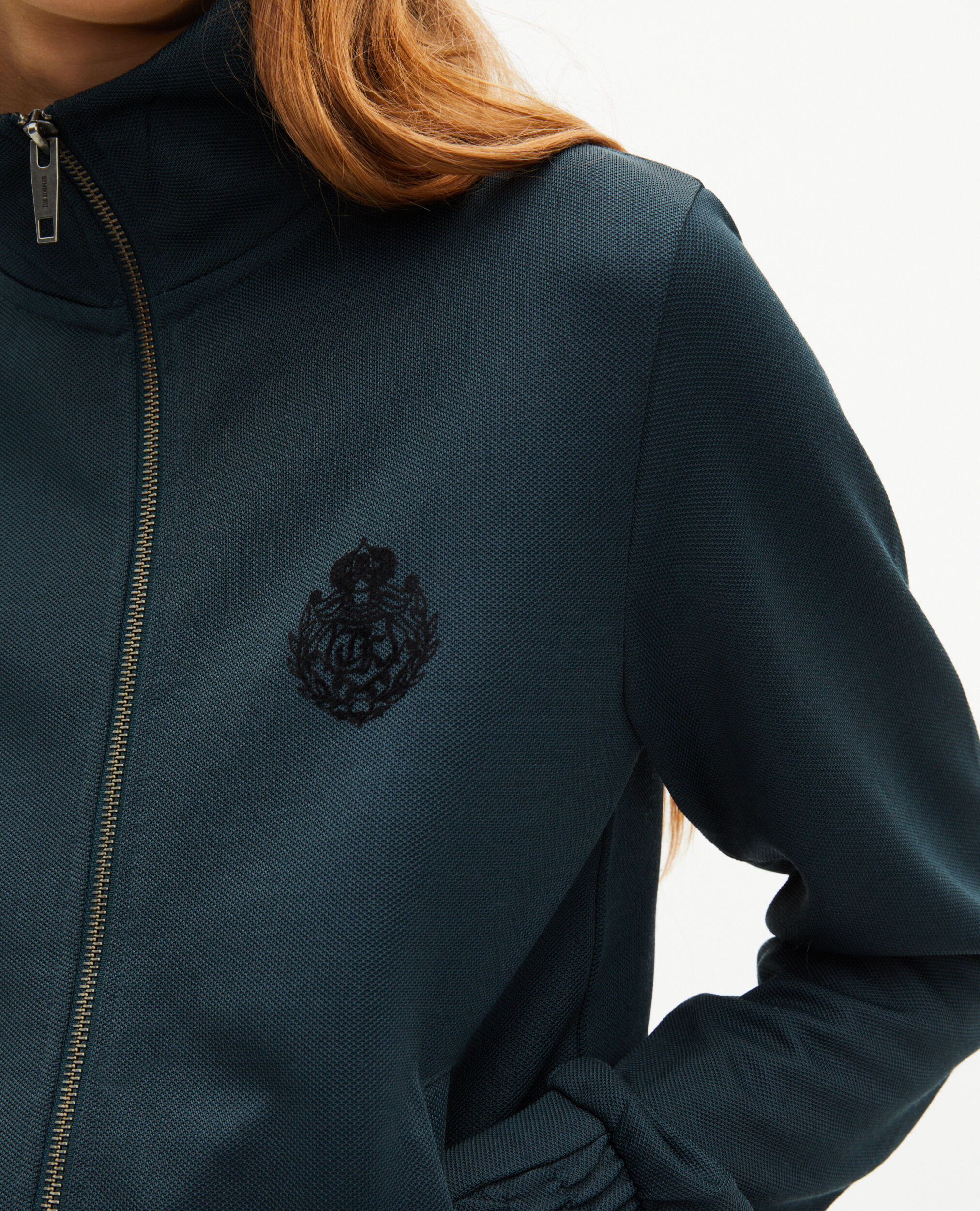 Dark green zip-up sweatshirt, FOREST, hi-res image number null
