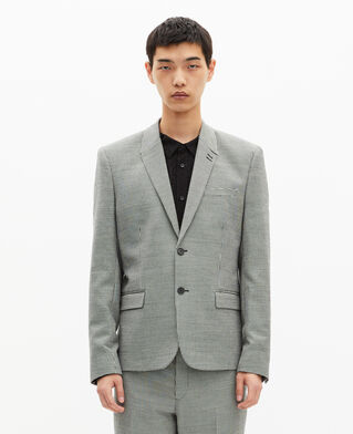 The Kooples HOMME BLACK GREY veste de costume en pied de poule noir et blanc