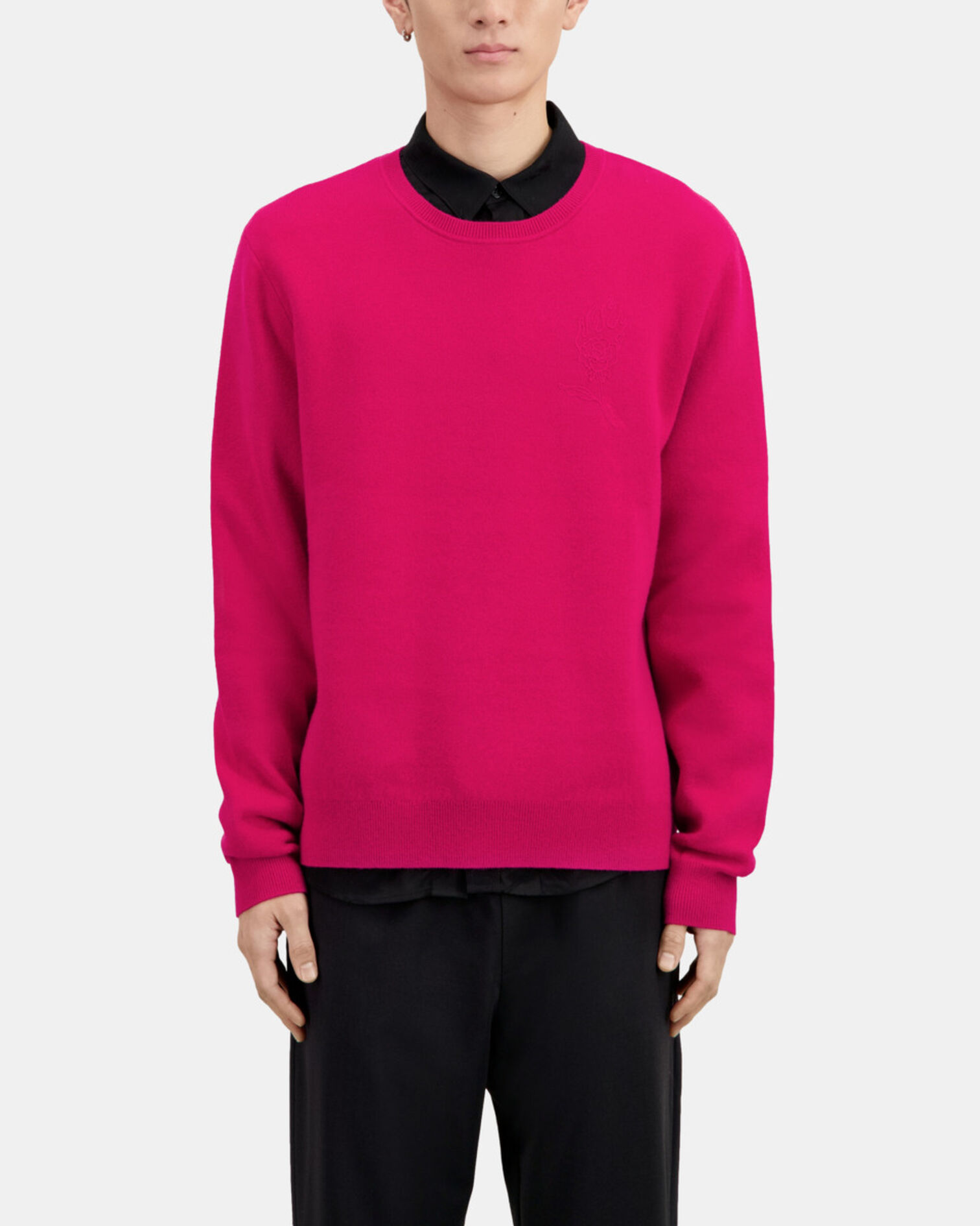 Red wool-blend sweater with embroidery, CHERRY, hi-res image number null
