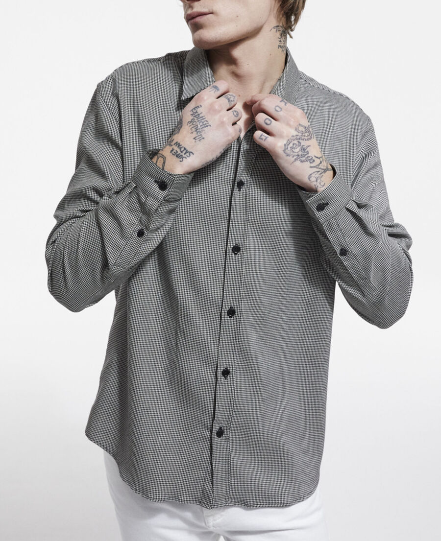 The Kooples MEN BLACK WHITE printed shirt with classic collar