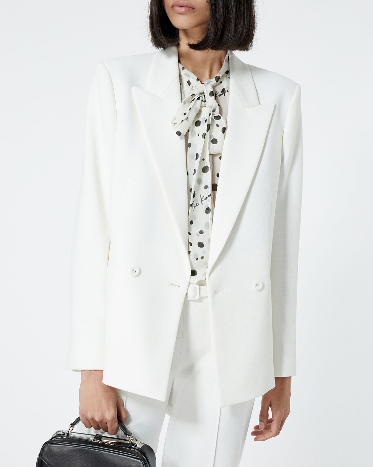The Kooples WOMEN ECRU double-breasted ecru suit jacket w/pockets