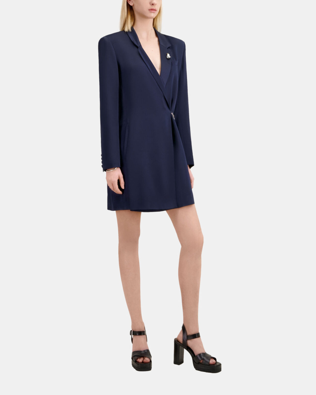 The Kooples WOMEN NAVY short navy blue dress with chain