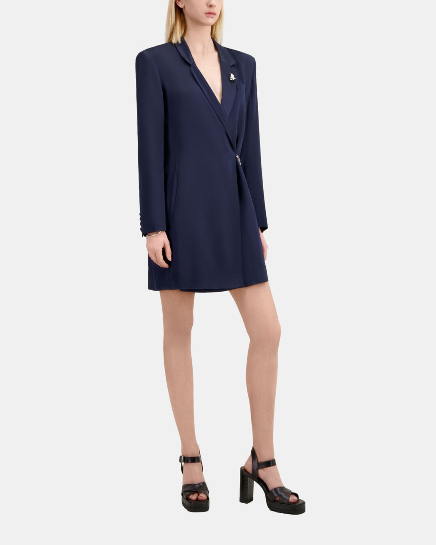 Short navy blue dress with chain, NAVY, hi-res image number null