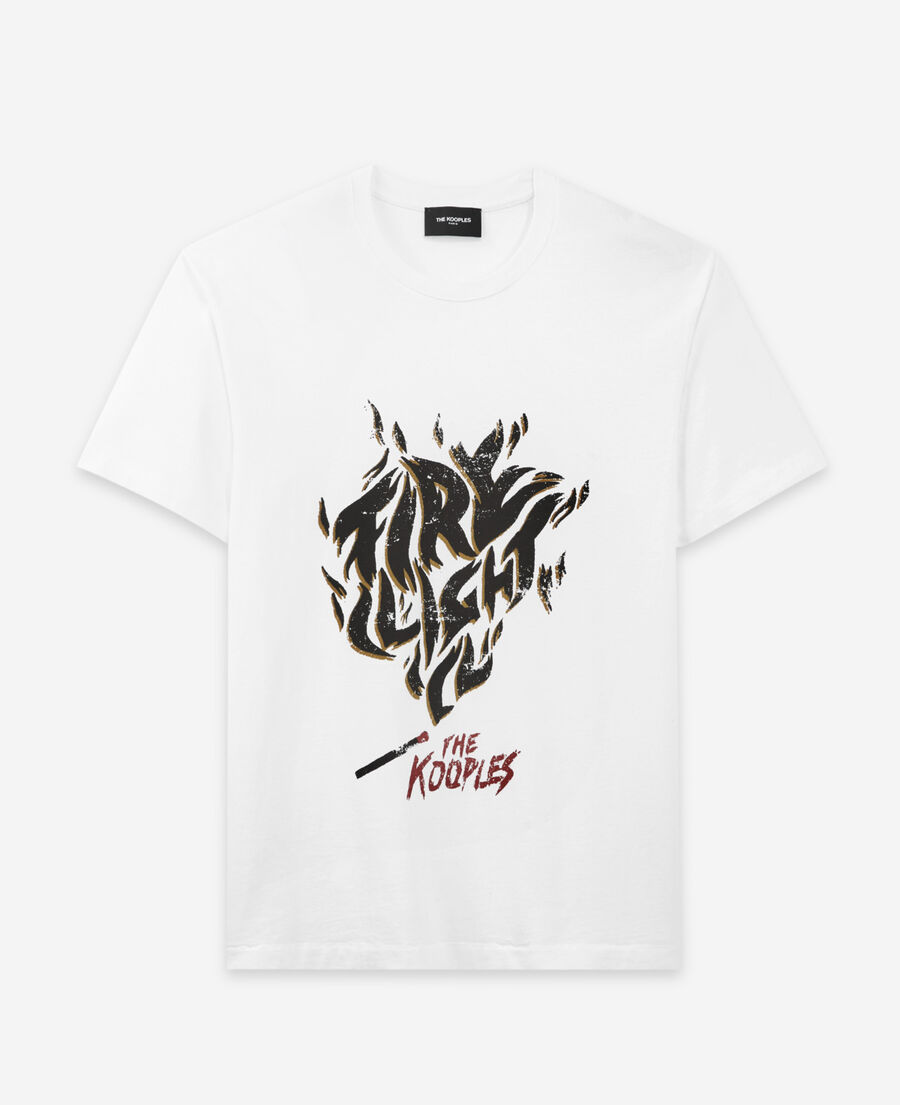 ecru cotton t-shirt with rock-style motif