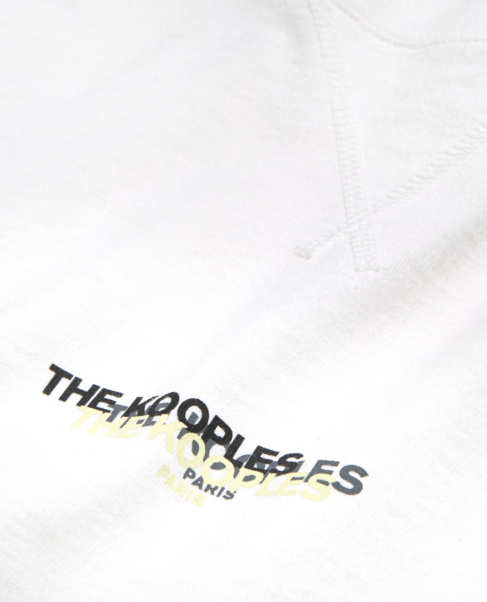 Camiseta blanco crudo algodón triple logotipo, WHITE, hi-res image number null