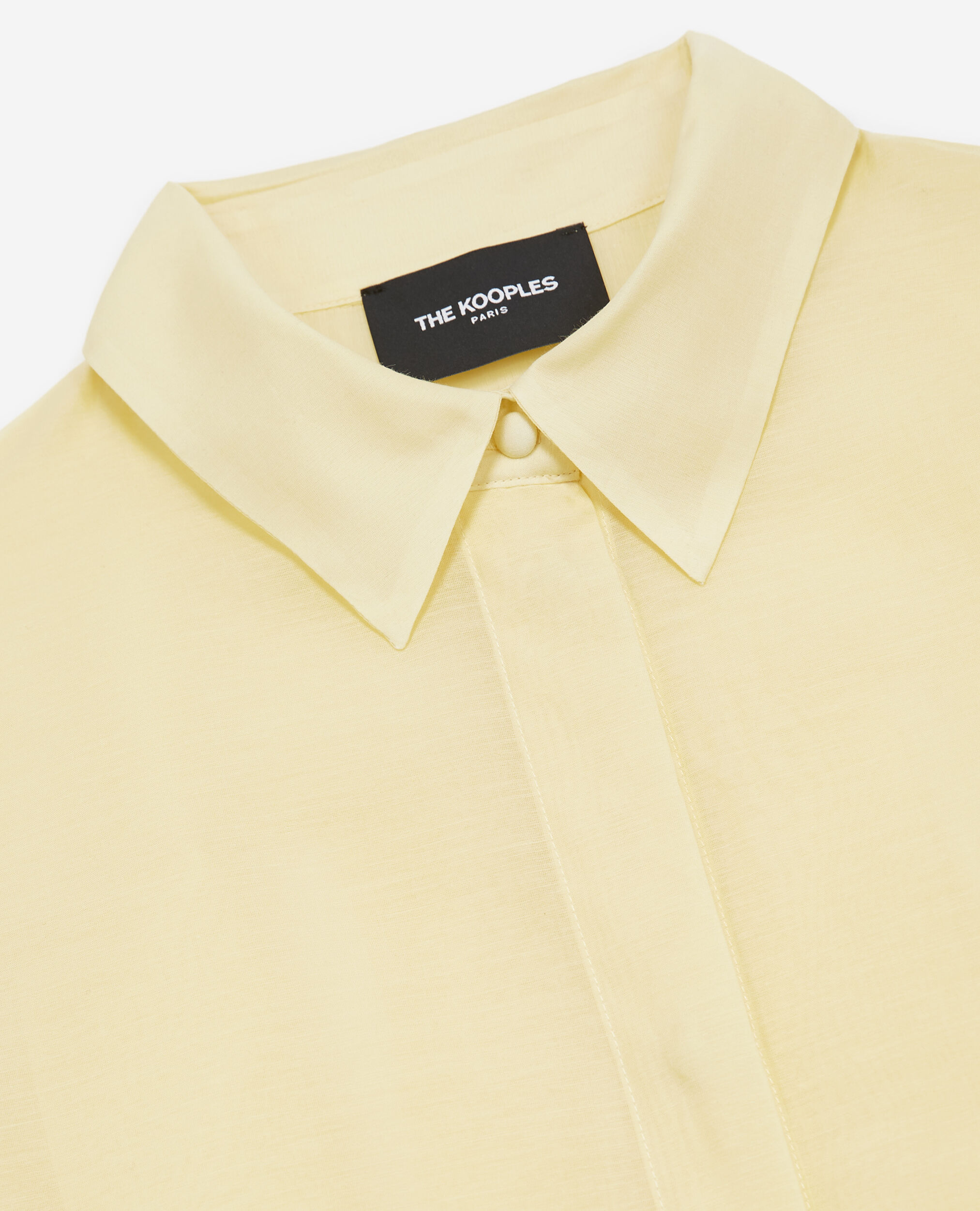 Simple light yellow shirt w/back pleat, LIGHT YELLOW, hi-res image number null