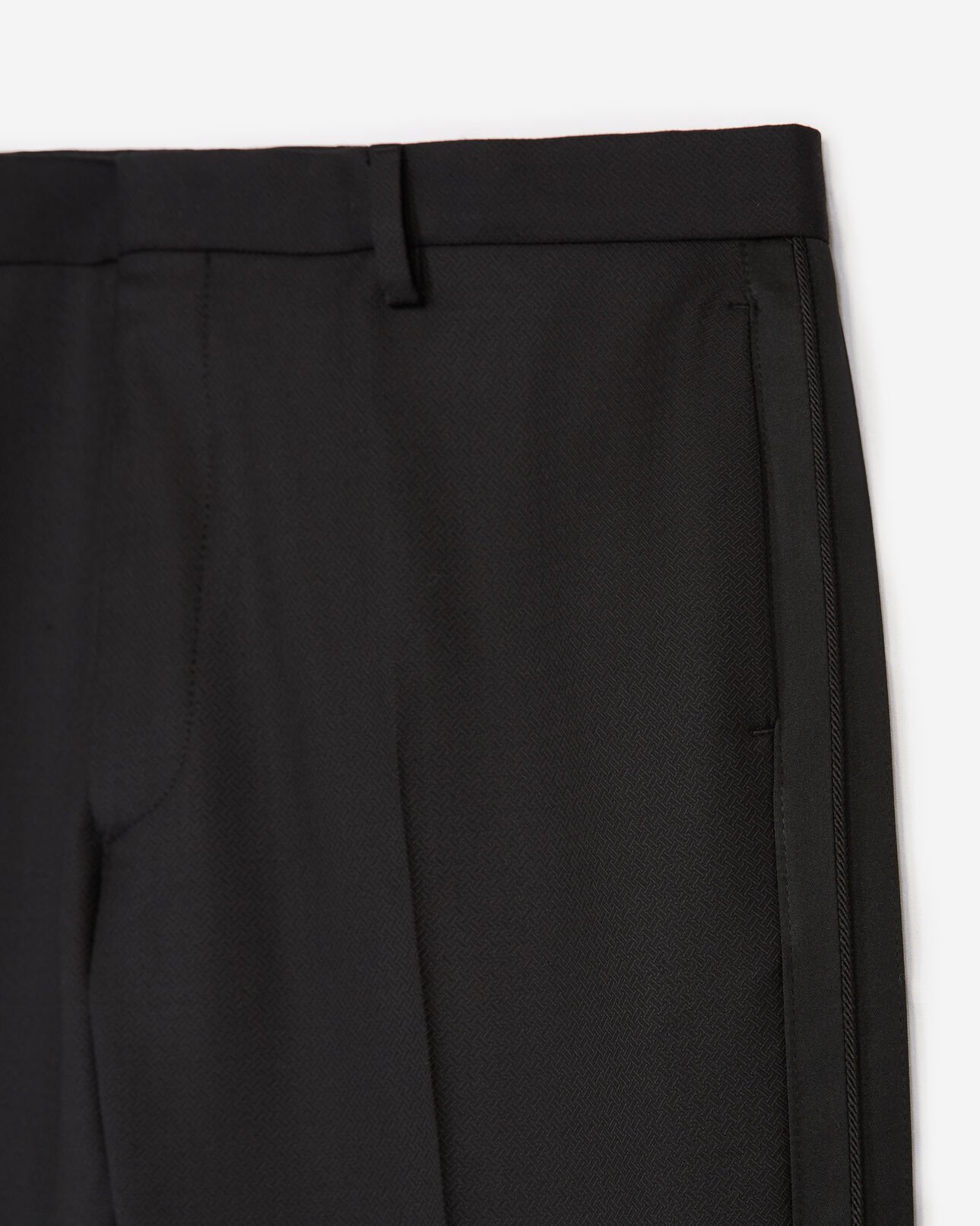 The Kooples HOMME BLACK pantalon costume noir à bande satin