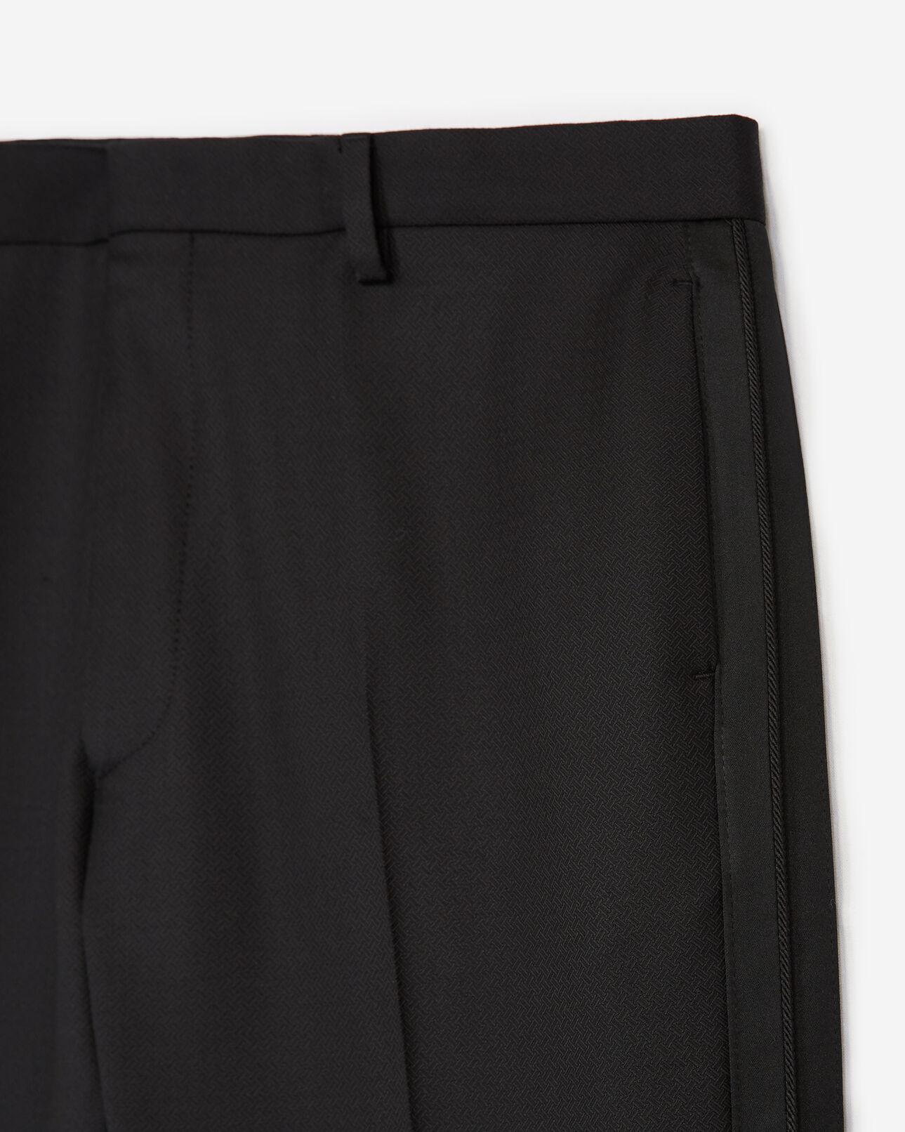The Kooples HOMME BLACK pantalon costume noir à bande satin