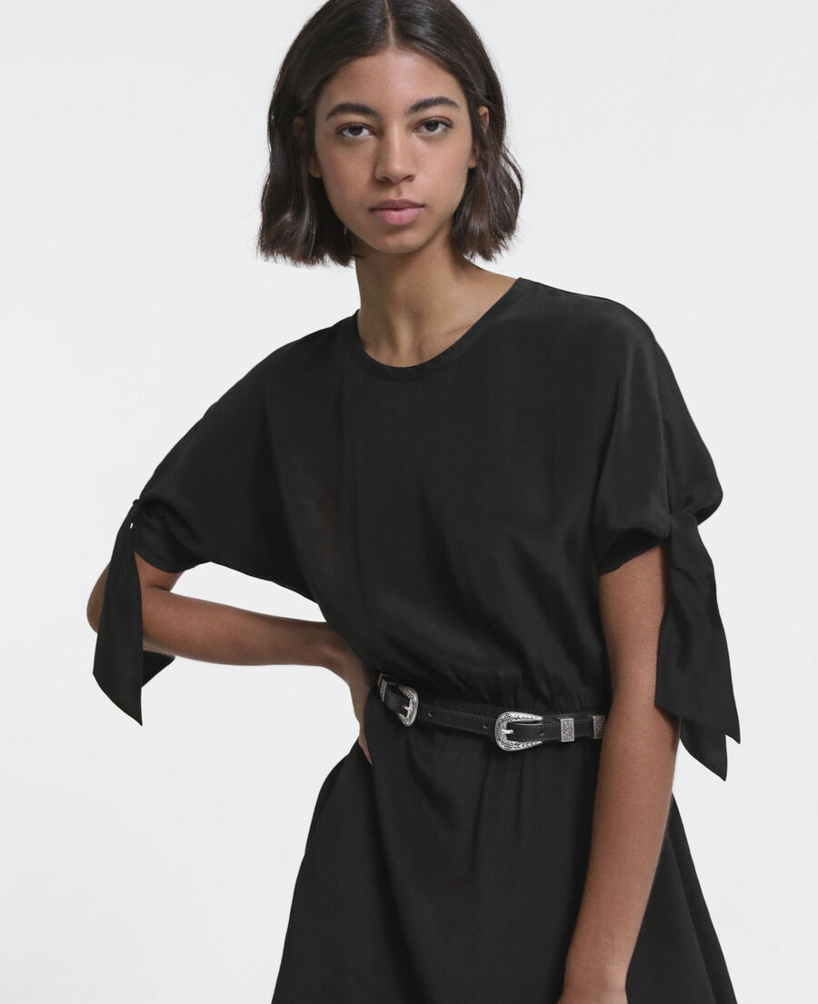 short black dress with knotted short sleeves