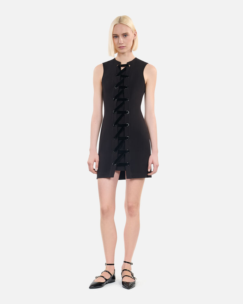 The Kooples WOMEN BLACK short black dress with lacing