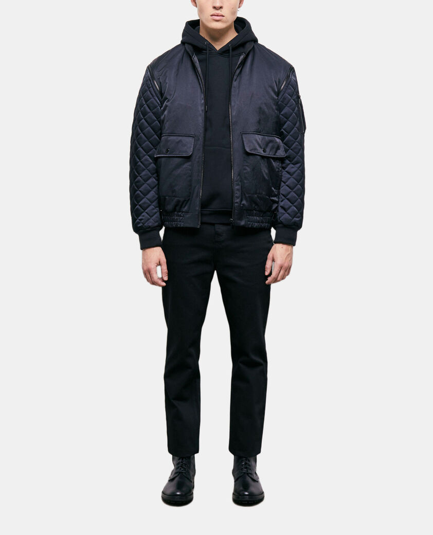The Kooples HERREN BLACK schwarze bomberjacke mit abnehmbaren ärmeln