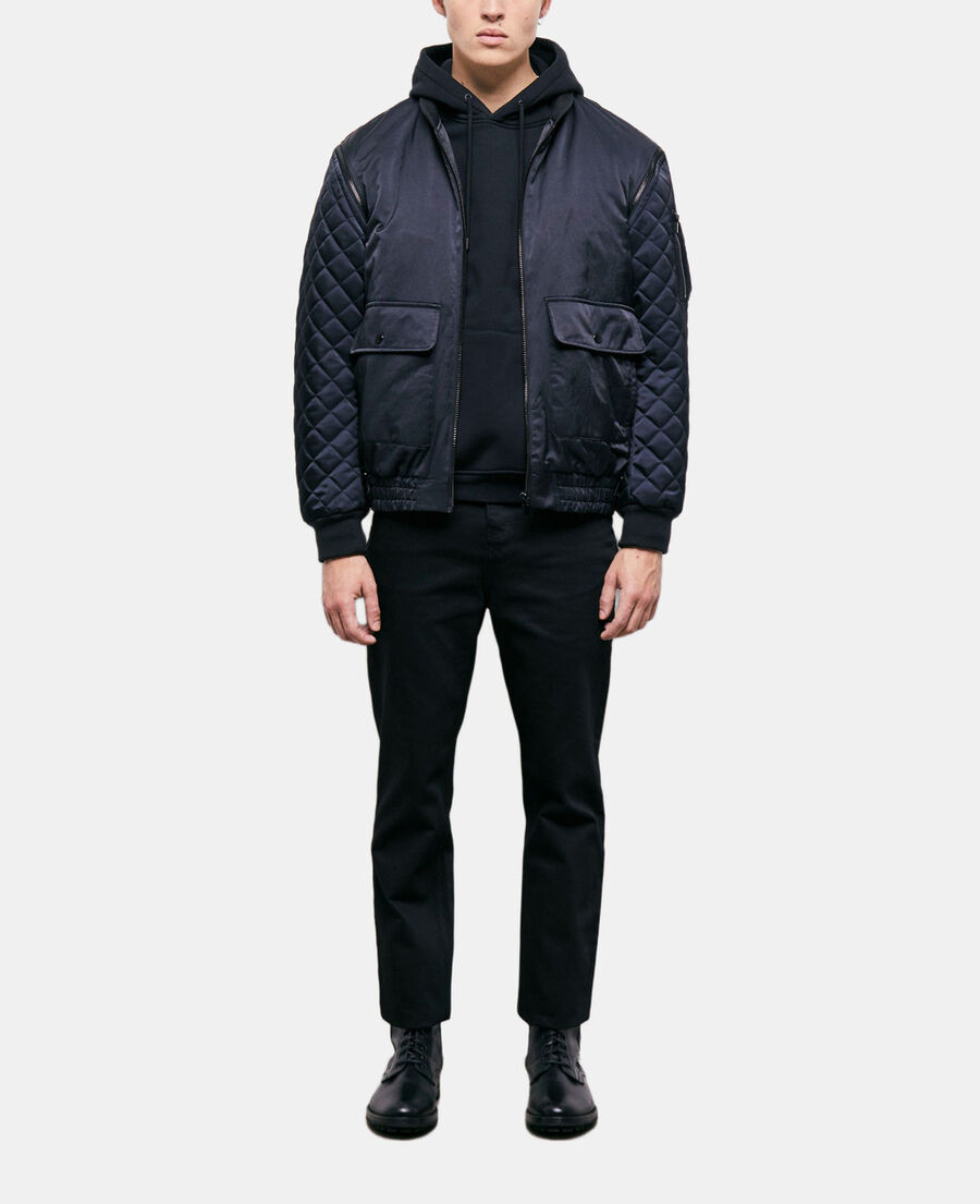 The Kooples HERREN BLACK schwarze bomberjacke mit abnehmbaren ärmeln