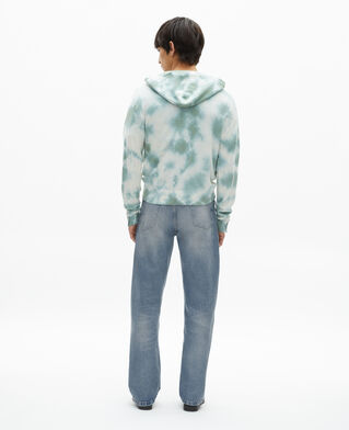 The Kooples MEN KAKI / WHITE merino wool tie and dye khaki cardigan