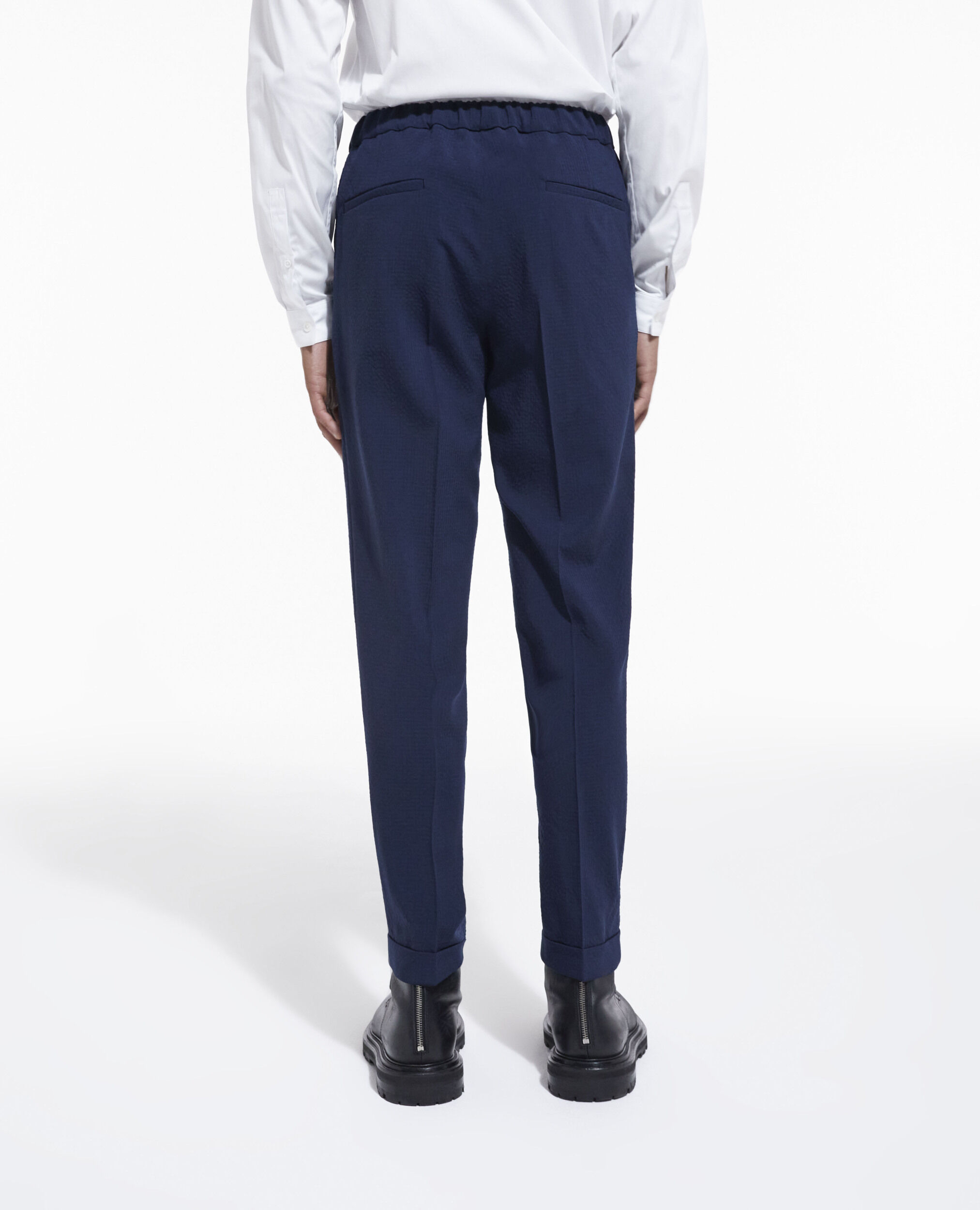 Pleated navy blue wool suit pants, NAVY, hi-res image number null